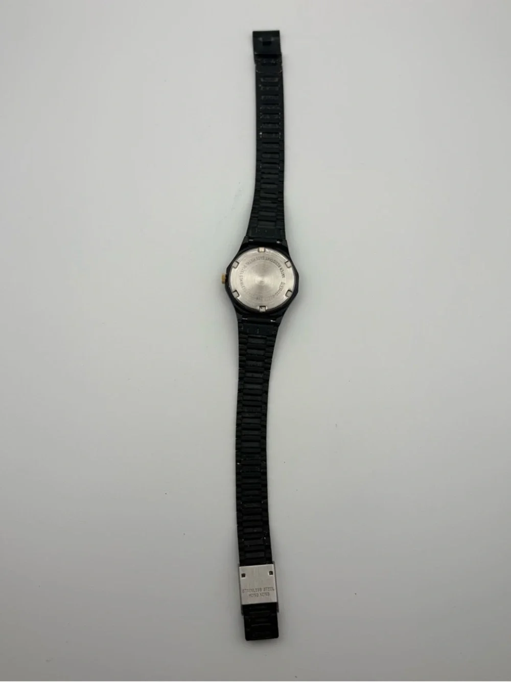 Vintage Lorus Women's Quartz V236-0170‎ Black Tone Watch Gold Tone Bezel